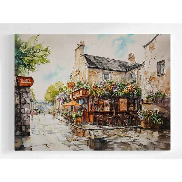Plakát Město Ulice Kamení Pub Kavárna Hospůdka 100x75