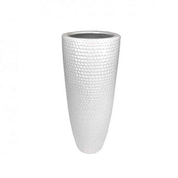 Váza keramická kónická s důlky bílá 39cm
