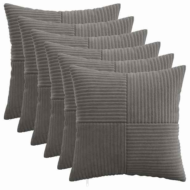vidaXL Povlak na polštář 6 pcs ALMELO Tmavě šedá 30 x 30 cm manšestr