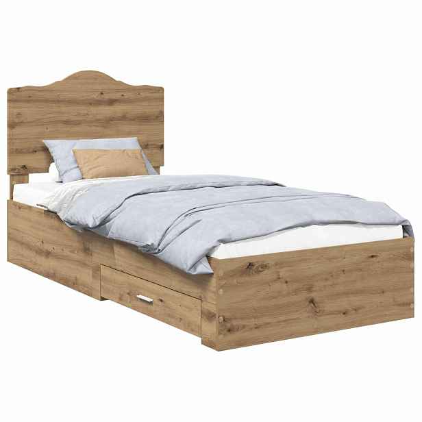 vidaXL Rám postele Dub artisan 100 x 200 cm Kompozitní dřevo
