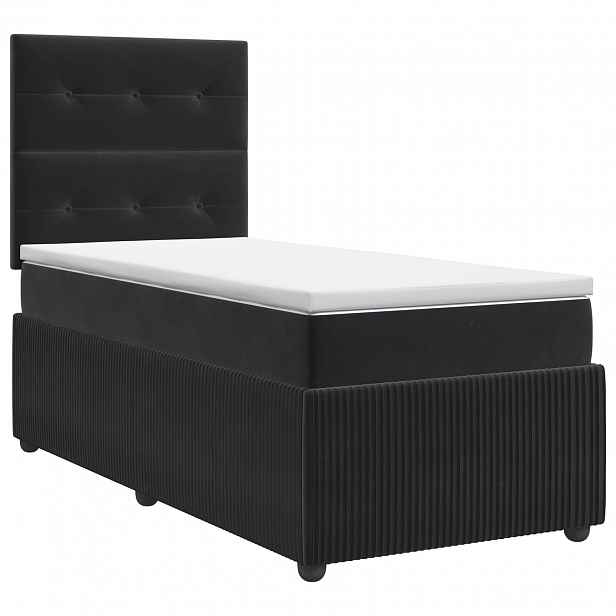 vidaXL Postel boxspring s matrací s čelo Černá 90 x 190 cm Samet