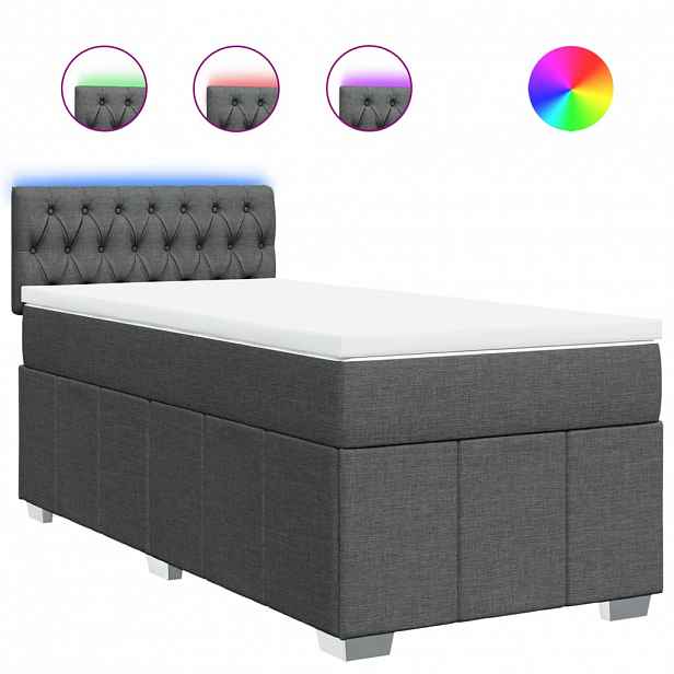 vidaXL Box spring postel s matrací tmavě šedá 80 x 200 cm textil