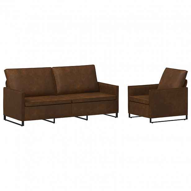 vidaXL Set pohovek 2 pcs Hnědá Umělý semiš