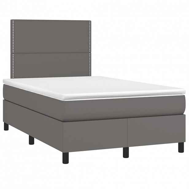 vidaXL Box spring postel s matrací šedá 120x190 cm umělá kůže