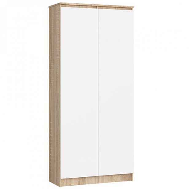 Skříň 80 cm CLP 2 dvířka 8 poliček dub sonoma/bílá