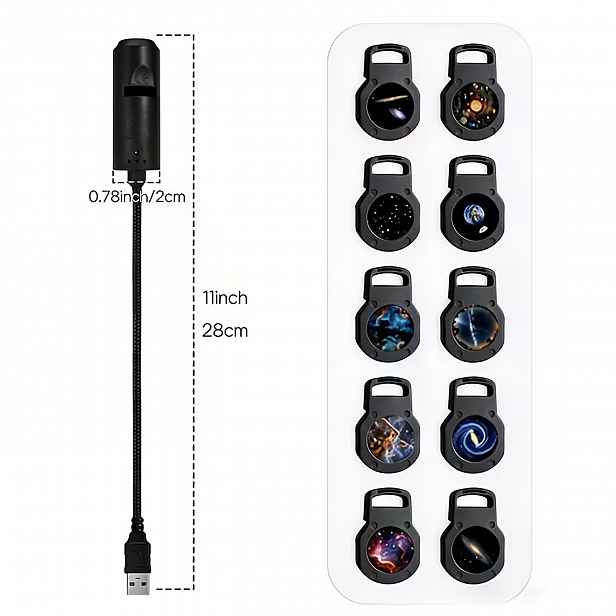 TEMU 1ks Noční světlo projektor Star, 10 vyměnitelných dišplejů s efektem stříbrné hvězdy, USB napájené stropní atmosférické světlo pro ložnici