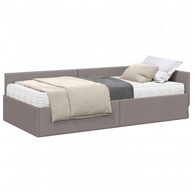 vidaXL Rohový rám postele s matrací 2 ks Taupe 80 x 200 cm textil