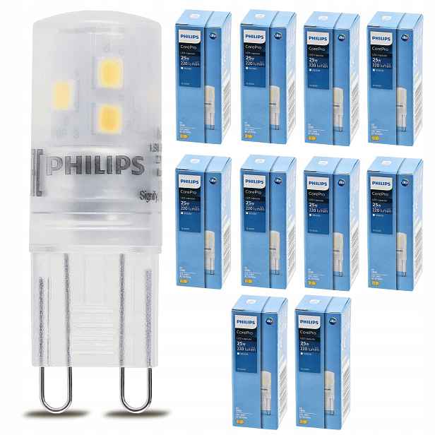 10x Led žárovka Philips G9 1,9W – Teplá Barva 3000K 220lm Sada