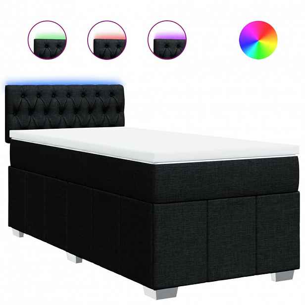 vidaXL Box spring postel s matrací černá 80 x 200 cm textil