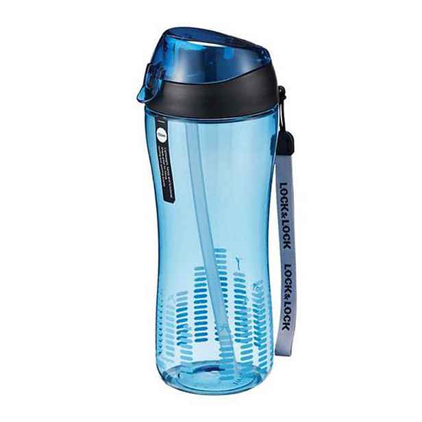 LOCKNLOCK Láhev na pití s brčkem LOCK 550ml modrá