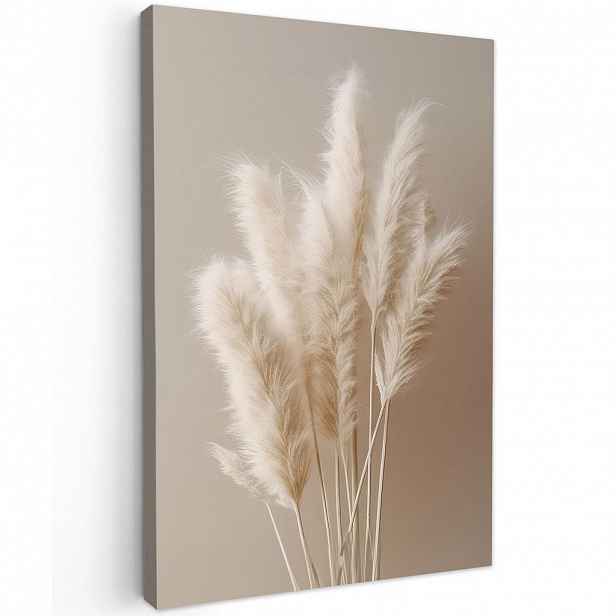 MuchoWow OBRAZ NA PLÁTNĚ Pampová tráva - Plumes - Pastelová - Bílá 80x120 cm