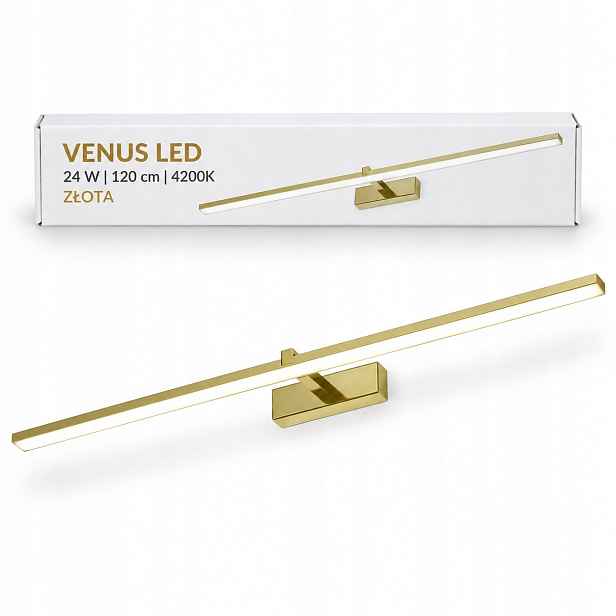 Venus zlaté Led svítidlo 24W 120 cm pro šatní skříň na zeď 4200K IP44 1640lm