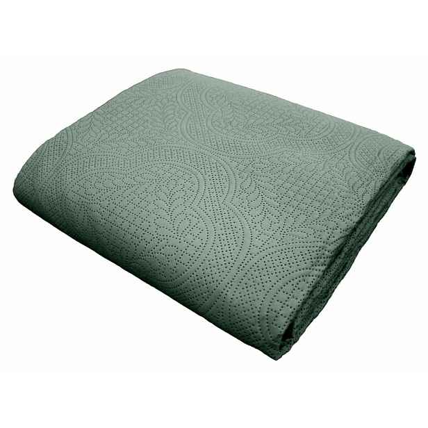 Zelený set přehozu a povlaku na polštář z mikrovlákna 220x240 cm Romane – douceur d'intérieur