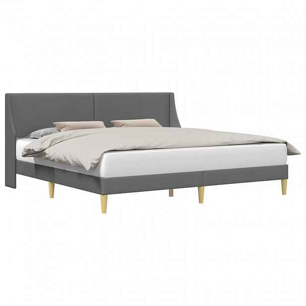 vidaXL Rám postele s čelo Tmavě šedá 100 x 203 cm Textil