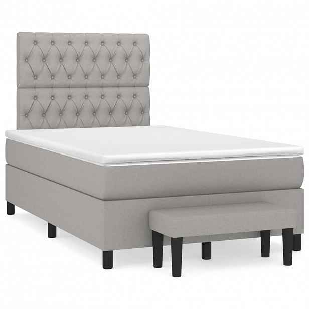 vidaXL Box spring postel s matrací světle šedá 120 x 200 cm textil