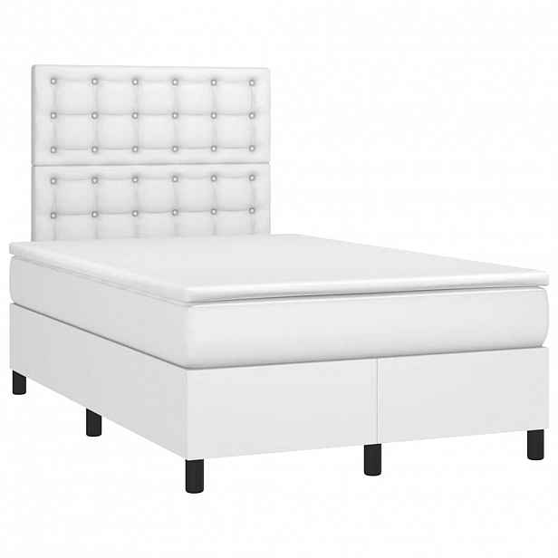 vidaXL Box spring postel s matrací bílá 120x190 cm umělá kůže