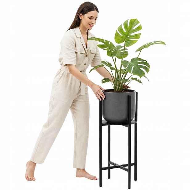 Držák Na Květináč Kovový Stojan Na Květiny Černý 60 CM Loft Polský Výrobek