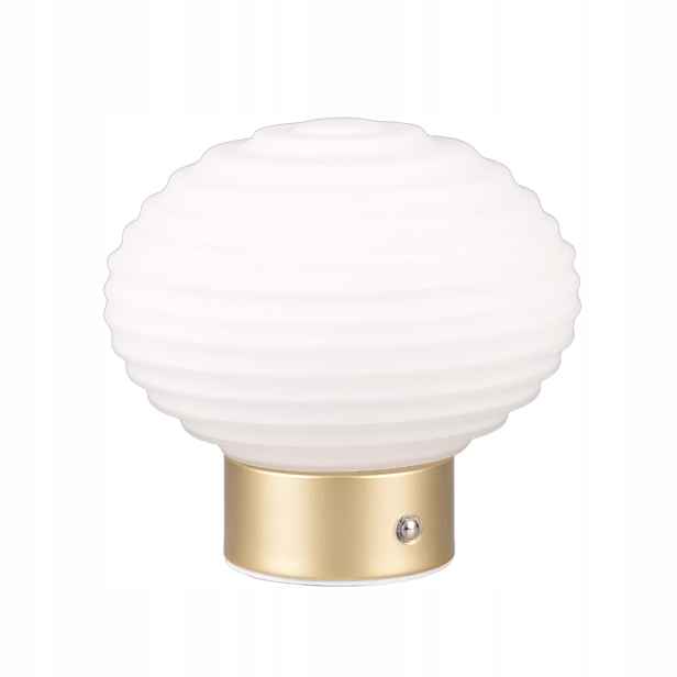 Stolní Led lampa Usb bílá mosazná, skleněná s funkcí stmívání Rl