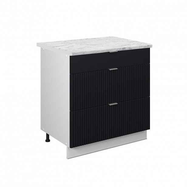 Vicco SPODNÍ SKŘÍŇKA KUCHYŇSKÉ LINKY Fame-Line Černý pruhovaný 80 cm se 3 zásuvkami, PD Mramor