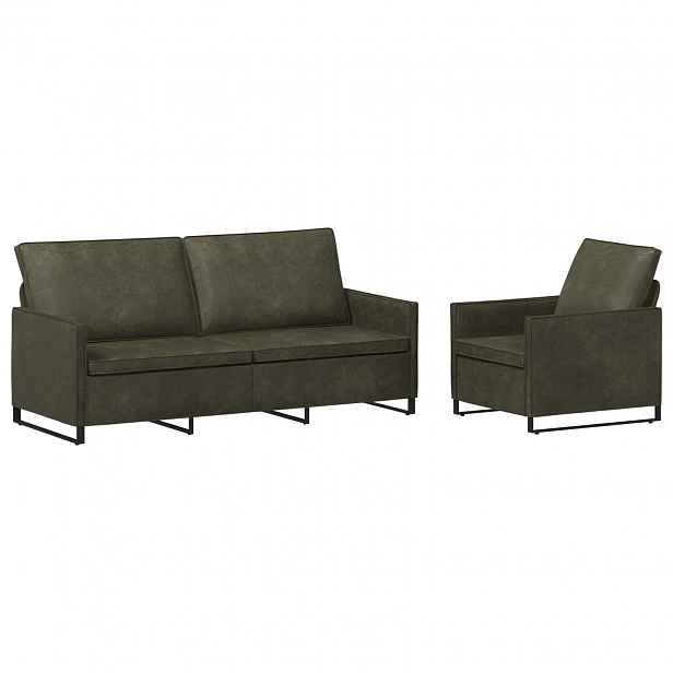 vidaXL Set pohovek 2 pcs Armádně zelená Umělý semiš