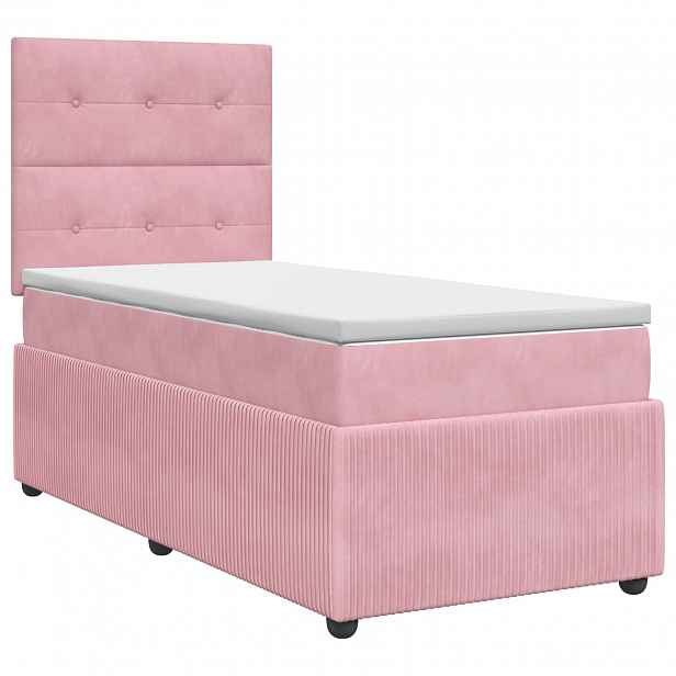 vidaXL Postel boxspring s matrací s čelo Růžová 90 x 190 cm Samet