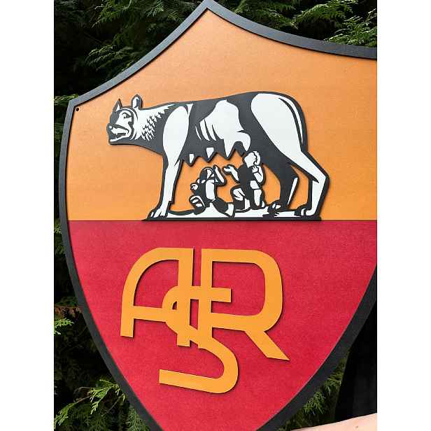 Asr Roma Herb As Roma Dřevěný 3D obraz Nástěnná Dekorace Dárek Míč