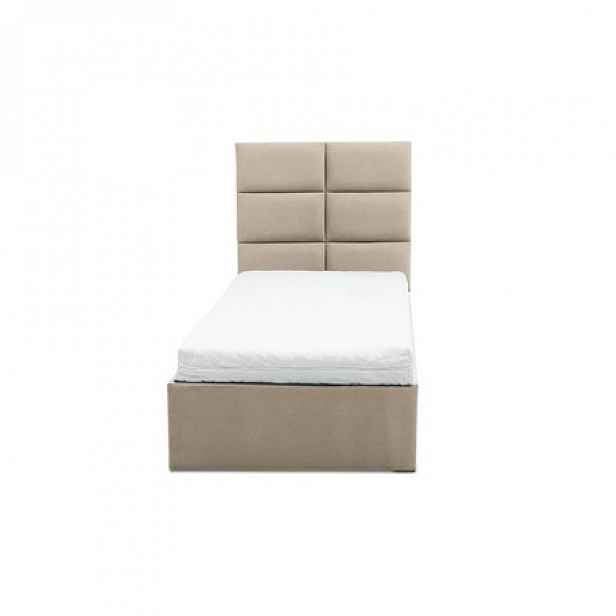 Čalouněná postel TORES s matrací rozměr 90x200 cm Béžová Bonelová matrace