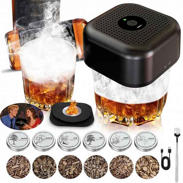 Elektrická Sada Na Uzení Whisky Pro Koktejly Se 6 Dřevěnými Hoblinami