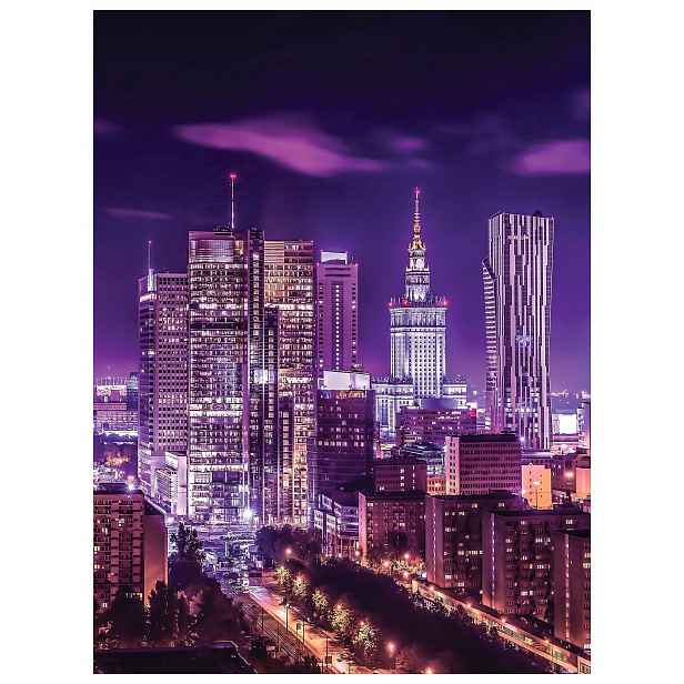 Fototapeta Noční město Fialové nebe Architektura 206x275 lepidlo