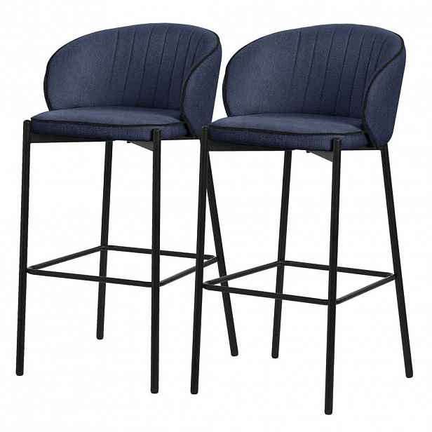 ML-DESIGN BARHOCKER 2ks sada tmavě modrá s látkovým potahem