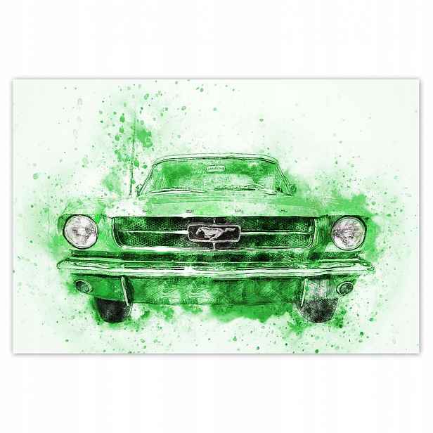 Plakáty 185x125 Zelený akvarel Mustang