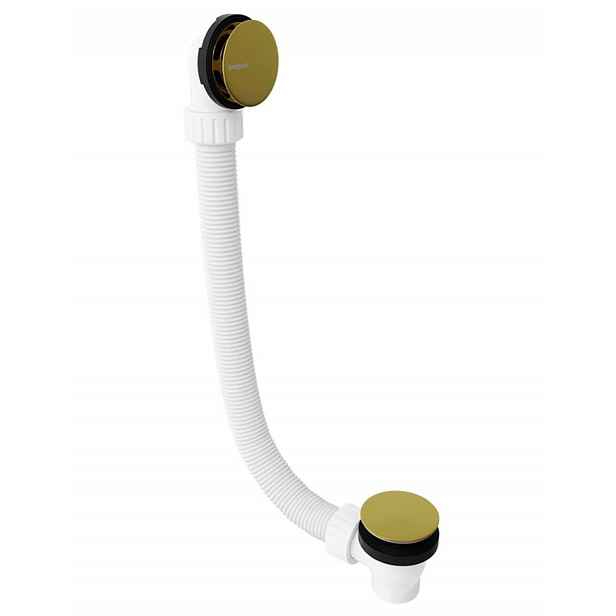 Polysan - Vanová odtoková a přepadová souprava, Click-Clack, délka 120 cm, matná zlatá 71858.91