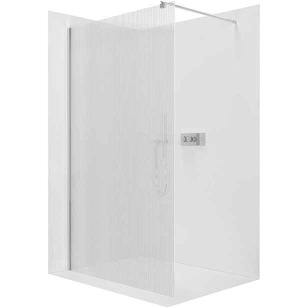 Sprchová zástěna Walk-in Onyx Round L/P - 8 mm - kulatá vzpěra - chrom, rýhované sklo - 110x200 cm