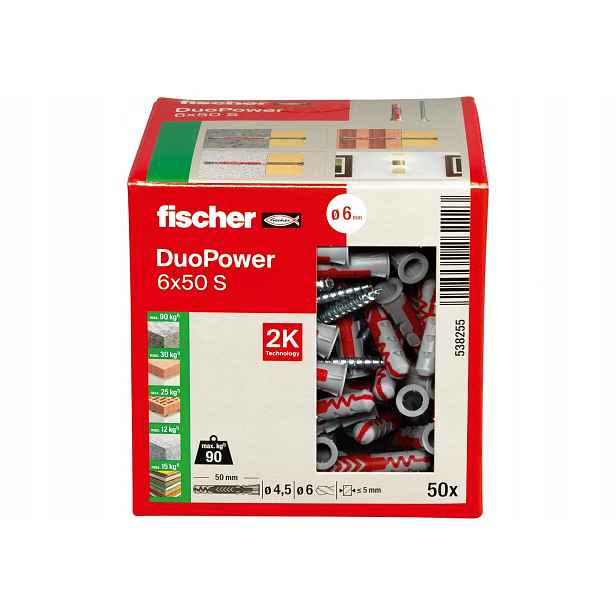 Fischer Univerzální upevnění s vrutem Duopower 6X50 S 50 Ks