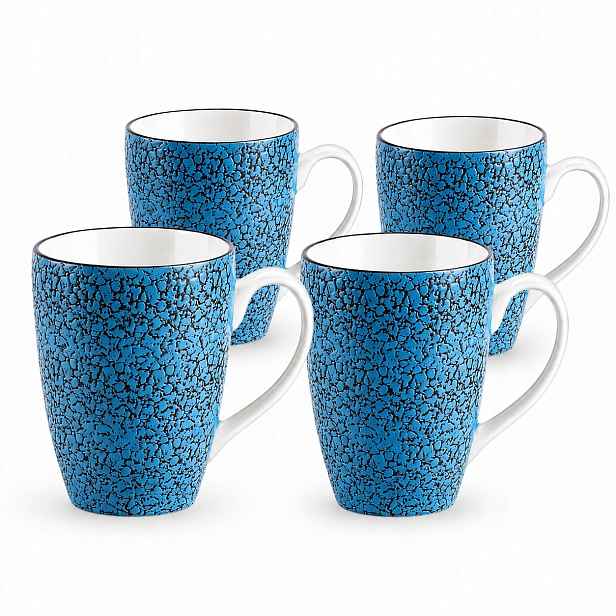 4x Porcelánové hrnky na kávu 450 ml Wilmax Modré Ručně vyrobené Unikátní