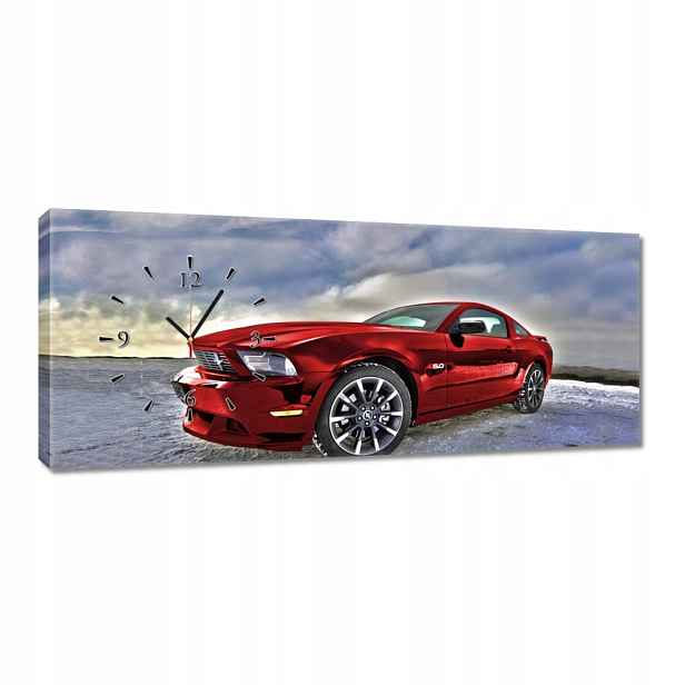 Nástěnné hodiny 100x40 Červený Ford Mustang