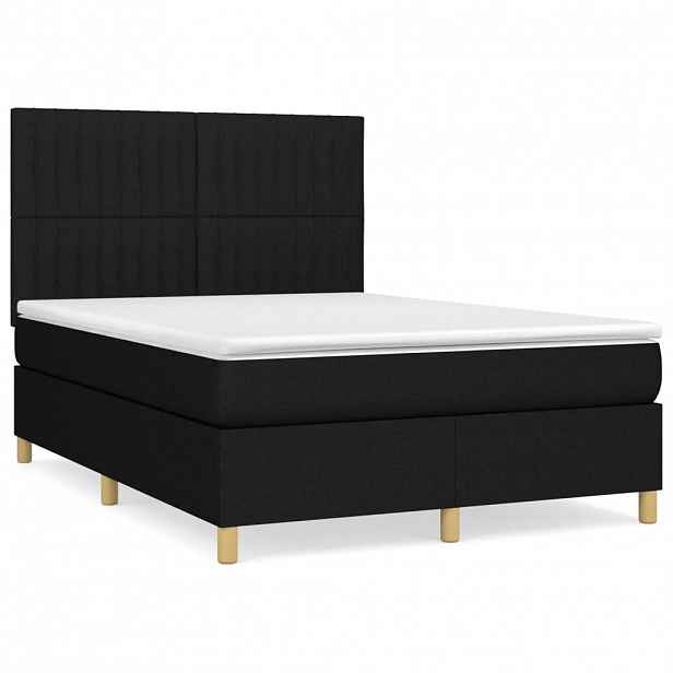 vidaXL Box spring postel s matrací černá 140x200 cm textil