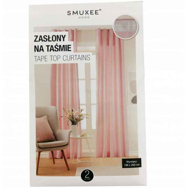 Smukee Záclony na pásce 138x250 Růžové