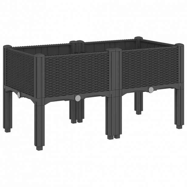 vidaXL Zahradní truhlík s nohami černý 80 x 40 x 42 cm PP