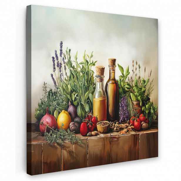 MuchoWow OBRAZ NA PLÁTNĚ Zátiší - Bylinky - Koření - Ovoce - Barevné 20x20 cm