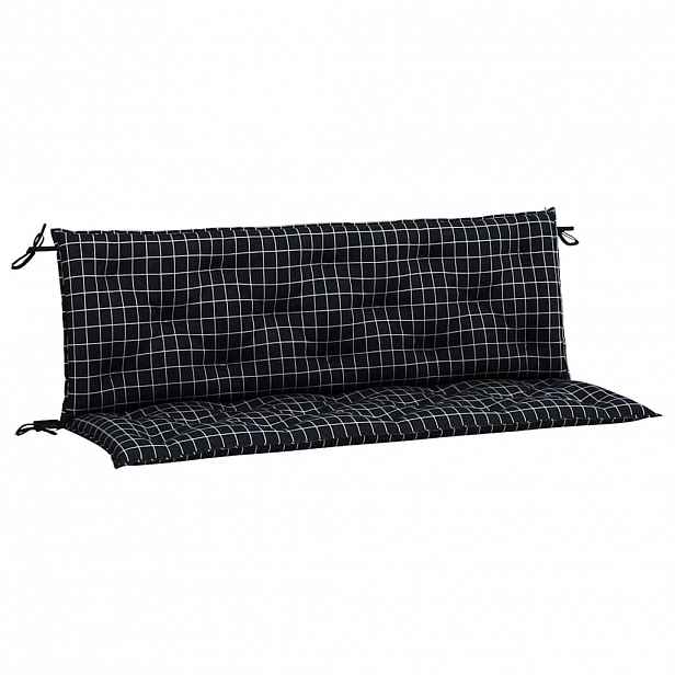 vidaXL Podušky na lavici 2 ks černé kárované 150 x 50 x 7 cm textil