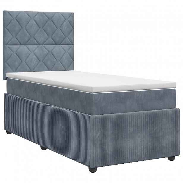 vidaXL Postel boxspring s matrací s čelo Tmavě šedá 90 x 190 cm Samet