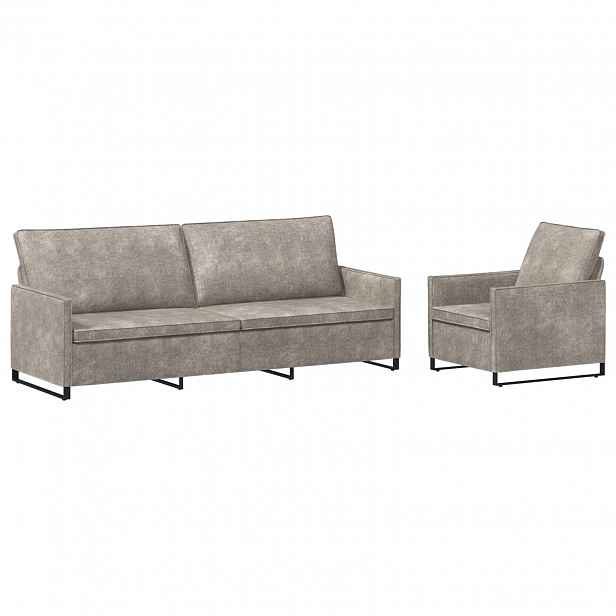 vidaXL Set pohovek 2 pcs Světle šedá Umělý semiš