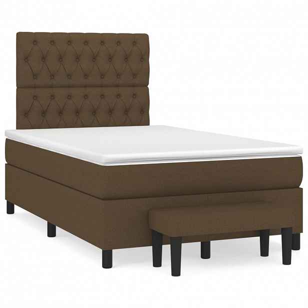 vidaXL Box spring postel s matrací tmavě hnědá 120x200 cm textil