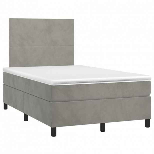 vidaXL Box spring postel s matrací světle šedá 120x190 cm samet