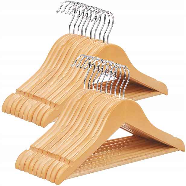 Dřevěné věšáky na oblečení pro děti 35 x 20 cm, 20 kusů Songmics