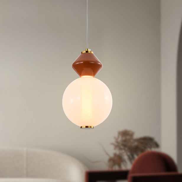 FLORES lampa wisząca mosiężny+brązowy 7W LED 3000K klosz biały
