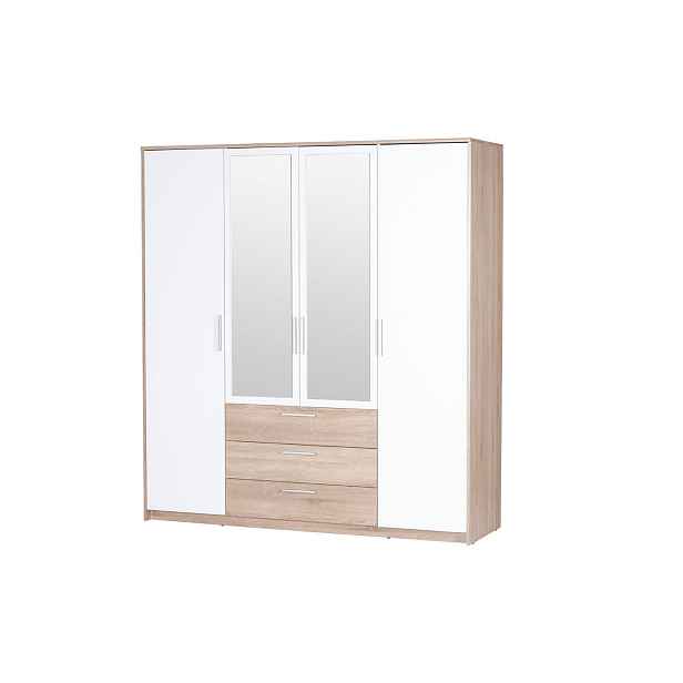 Szynaka Šatní skříň Milo 02 187 cm dub sonoma/bílá