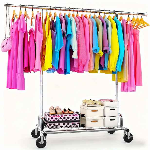 TEMU Pronikavě cenově výhodný jednoděrový věšák na oblečení, vysoce odolný, nosnost 520 LB, nerezový věšák na oblečení 42"W-22"D-70"H, nastavitelná