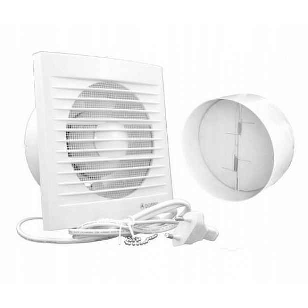 Ventilátor s škrticí klapkou a vypínačem Fi100 mm